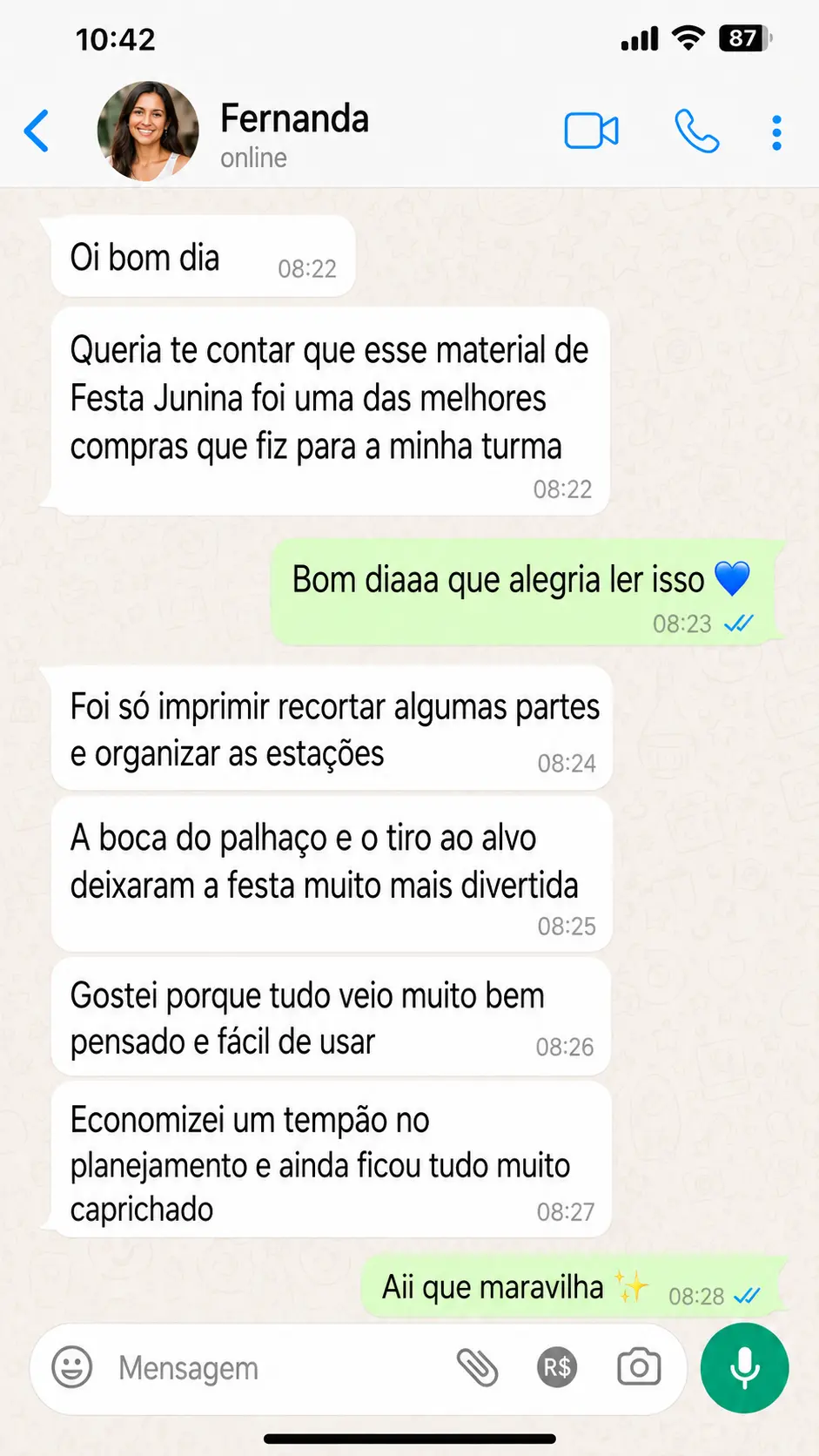 Depoimento Fernanda no WhatsApp