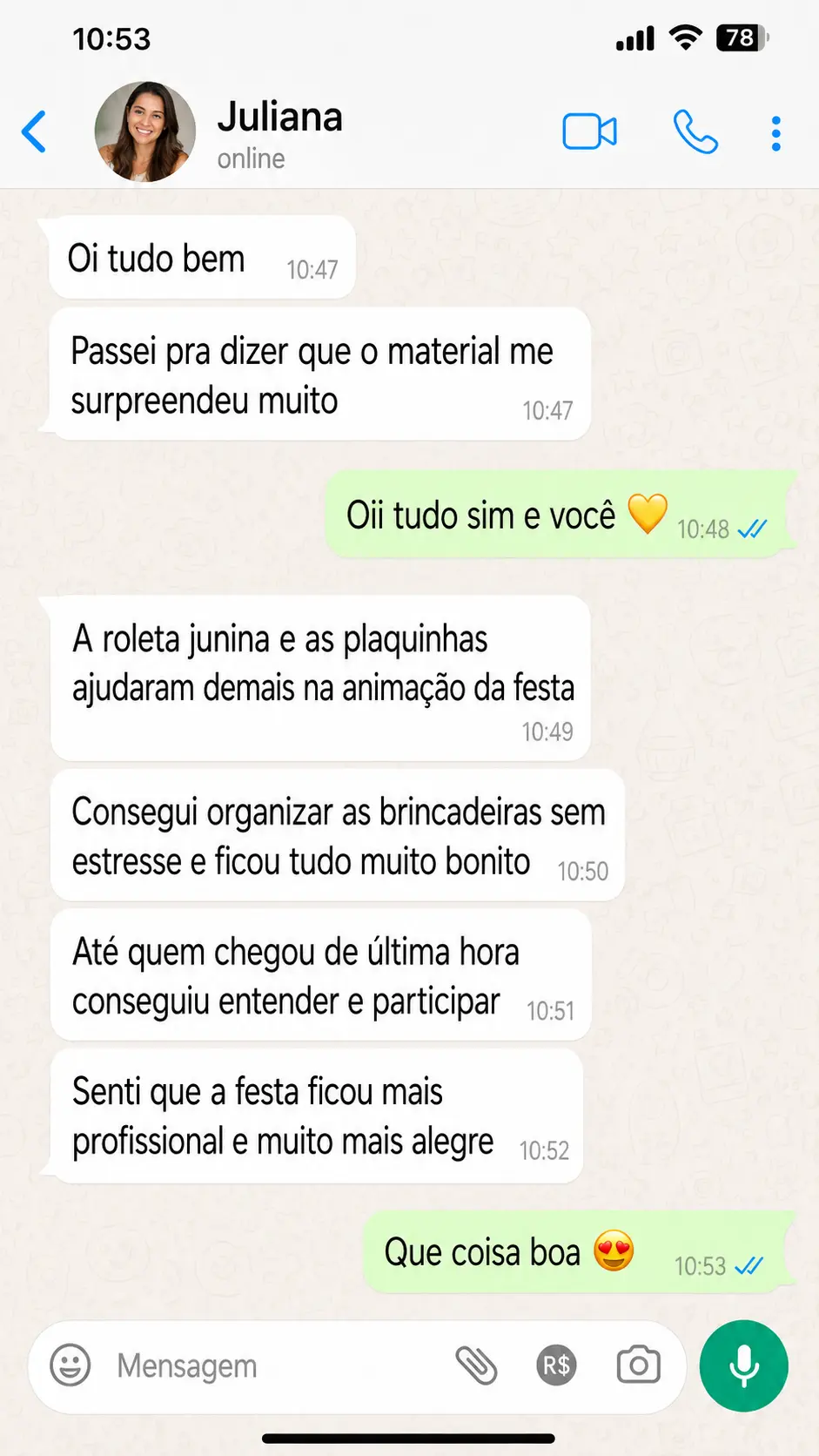 Depoimento Juliana 2 no WhatsApp